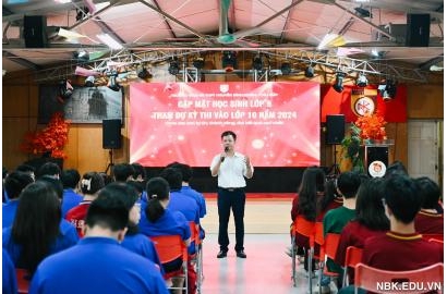 Ban Lãnh đạo trường Nguyễn Bỉnh Khiêm tiếp lửa tinh thần cho NBKers 2k9 trước kỳ thi vào lớp 10 năm 2024