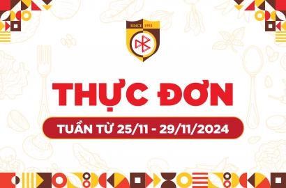 THỰC ĐƠN TIÊU CHUẨN CHO BỮA ĂN BÁN TRÚ (TUẦN TỪ 25/11/2024 ĐẾN 29/11/2024)