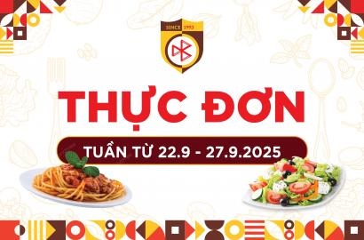 THỰC ĐƠN TIÊU CHUẨN CHO BỮA ĂN BÁN TRÚ (TUẦN TỪ 22/09/2025 ĐẾN 27/09/2025)